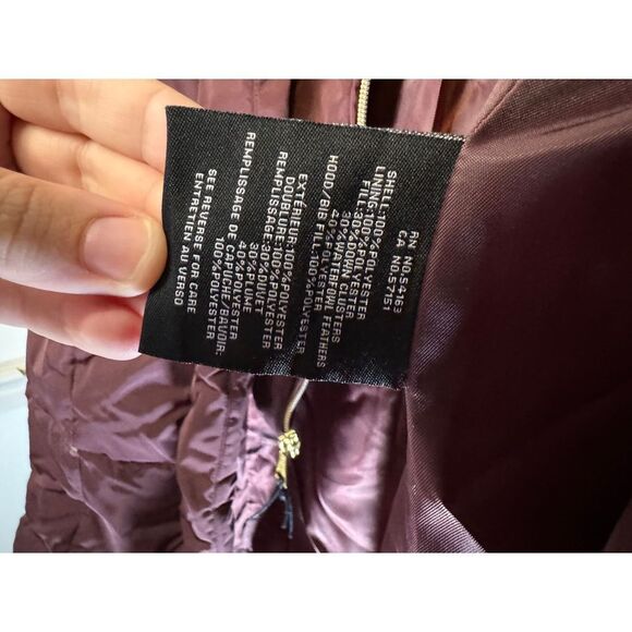 Cole Haan Womens box quilted down puffer coat jacket Medium Maroon NWOT MSRP 250 - Picture 7 of 10